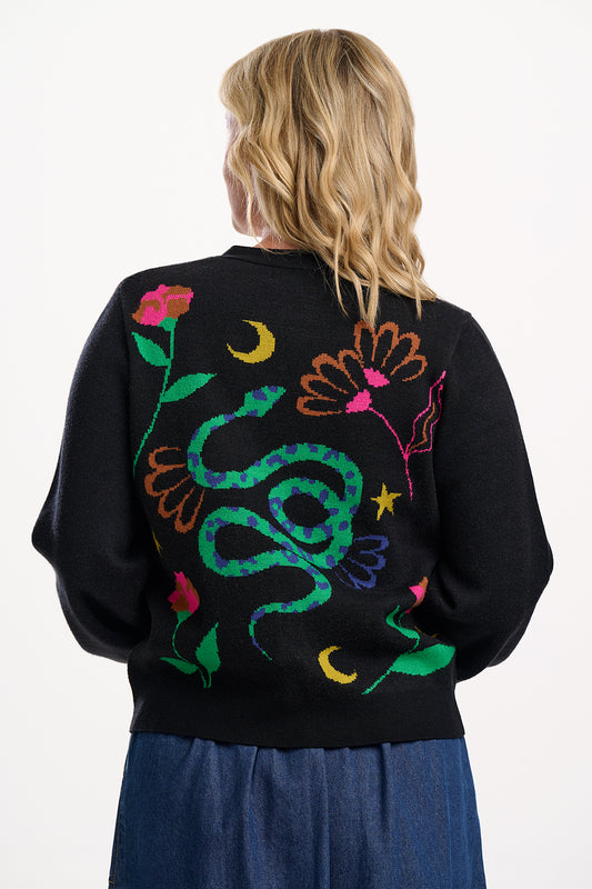 Sugarhill Floral Snake Adrian Cardigan in Black