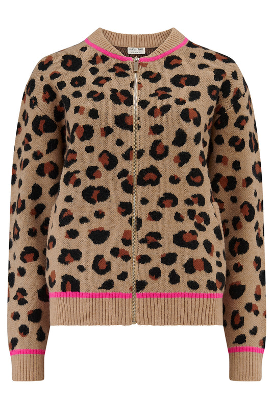 Sugarhill Solana Knitted Bomber in Natural Leopard