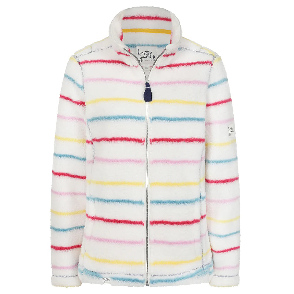 Striped Full Zip Snug in Winter Brights by Lazy Jacks
