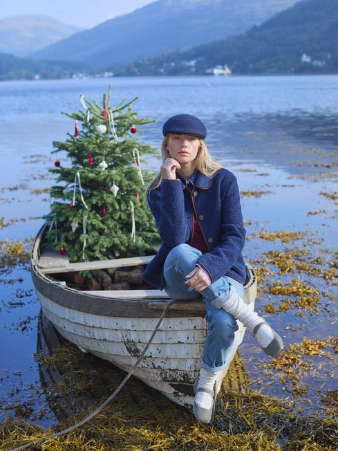 Sadie Navy Button Down Fleece Jacket