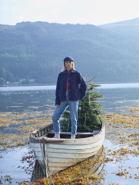 Sadie Navy Button Down Fleece Jacket