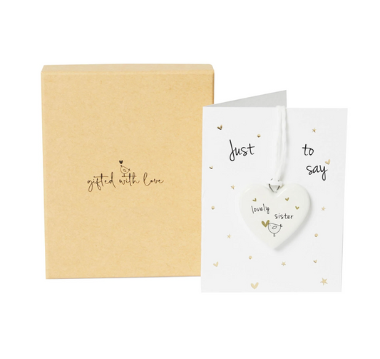 Lovely Sister Boxed Ceramic Heart Decoration