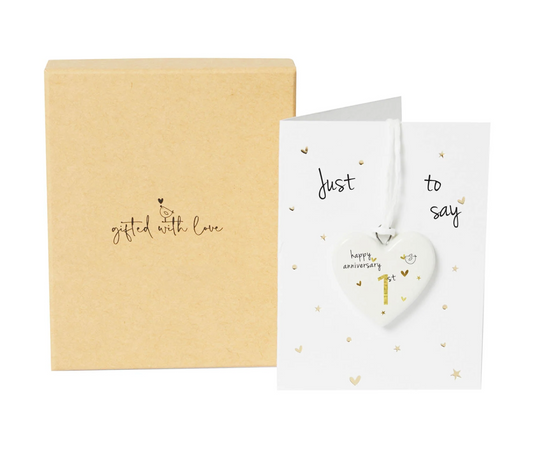 Happy First Anniversary Boxed Ceramic Heart Decoration