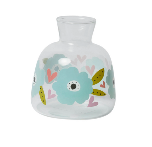 Hearts & Flowers Borosilicate Glass Bud Vase - Belly Button