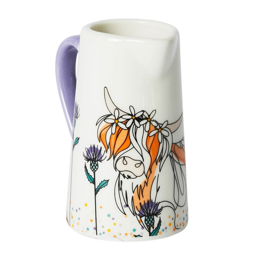Highland Cow Small Bone China Ceramic Jug - Belly Button