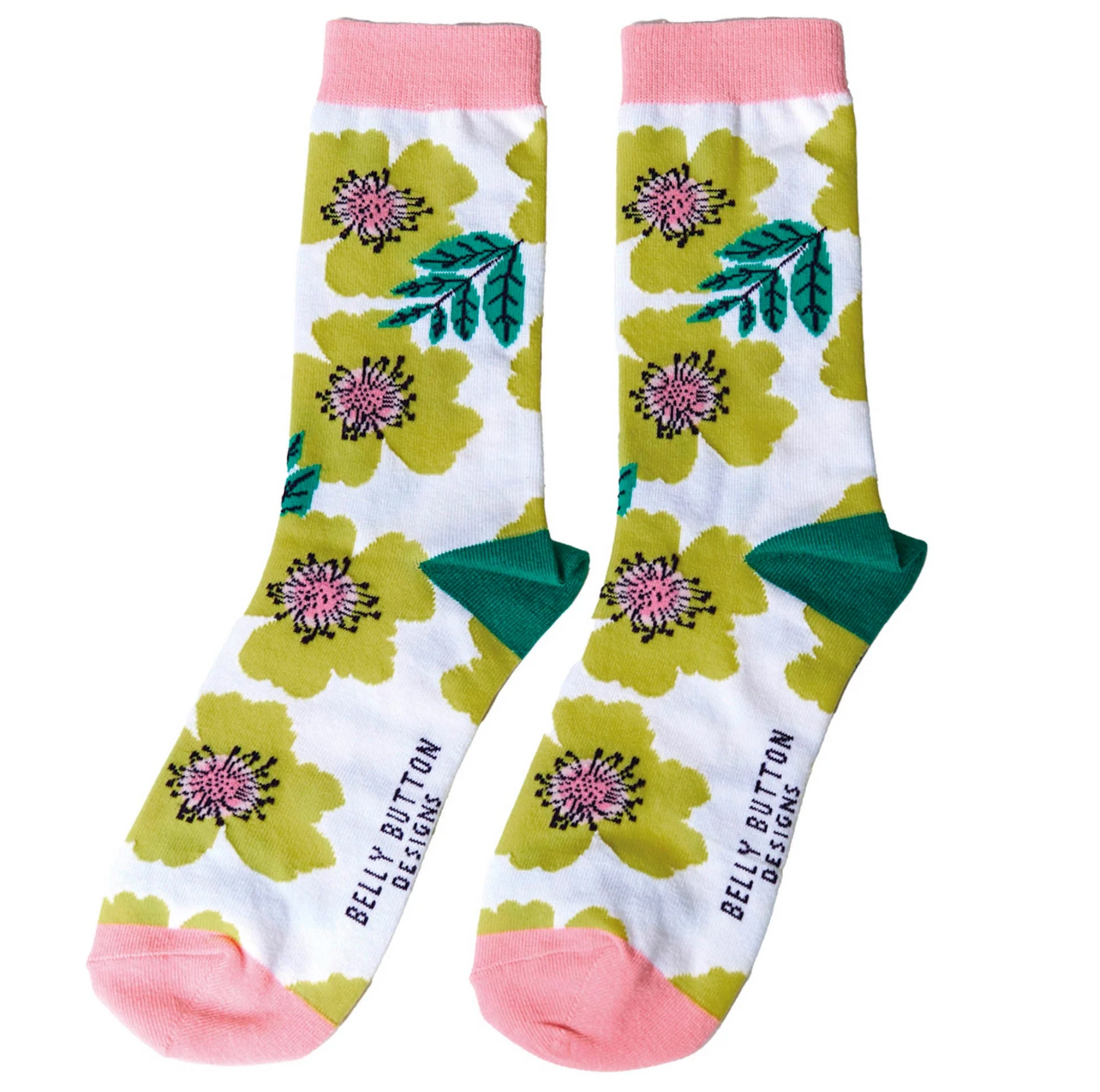Yellow Rose Bamboo Socks - Belly Button