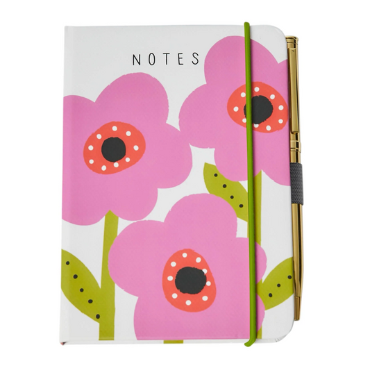 Belly Button Mauve Flower Pocket Journal Notebook with Pen
