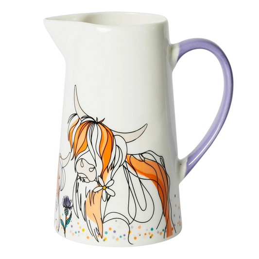 Highland Cow Large Bone China Ceramic Jug - Belly Button