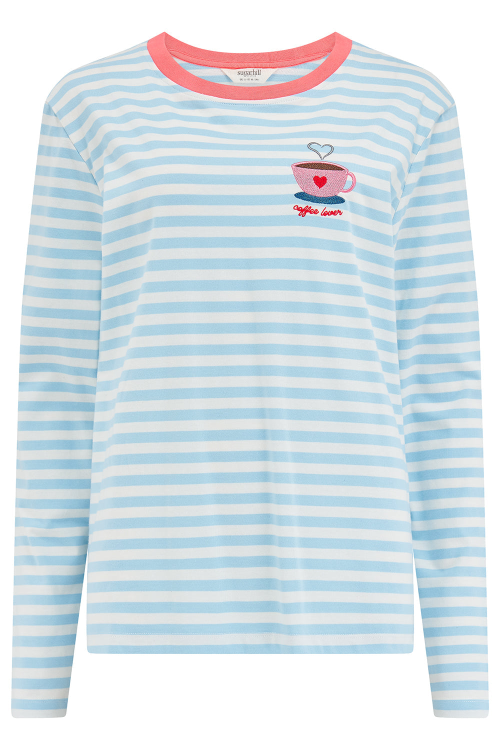 Sugarhill Brunswick Jersey Top White/Blue Coffee Lover