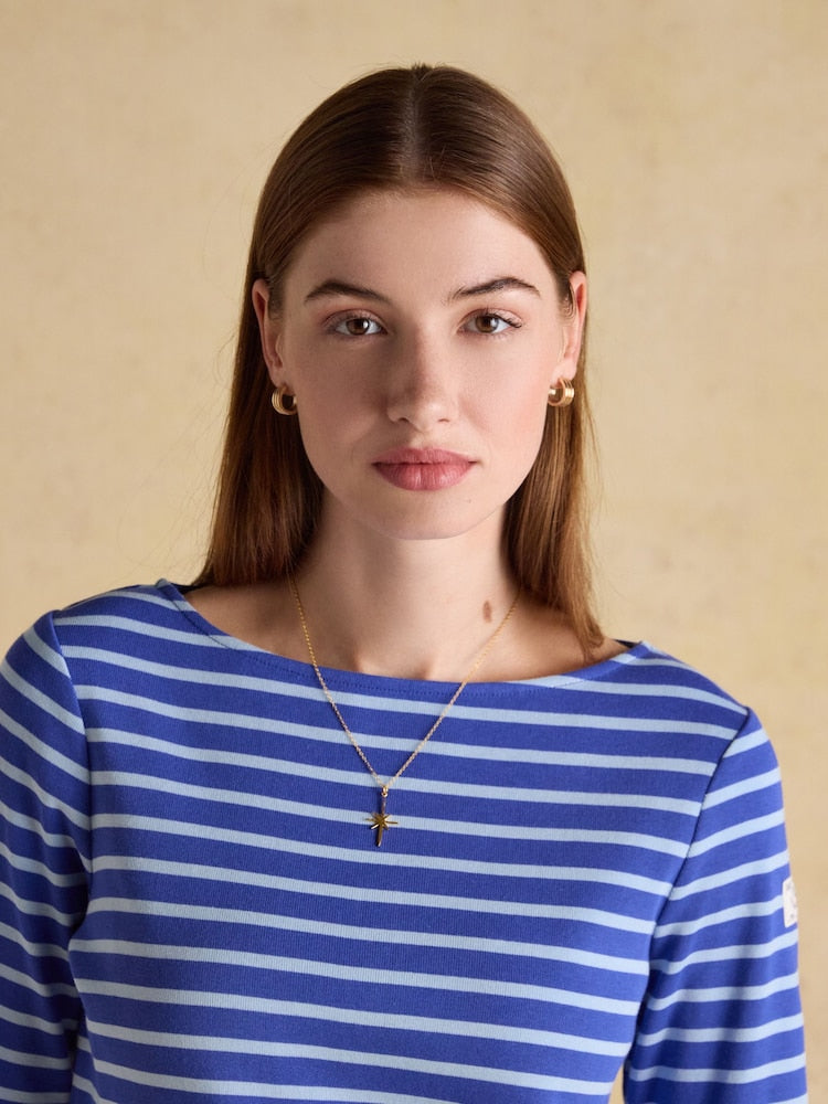 Joules Harbour Dark Blue/Blue Sky Boat Neck Long Sleeve Breton Stripe Top