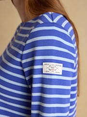 Joules Harbour Dark Blue/Blue Sky Boat Neck Long Sleeve Breton Stripe Top