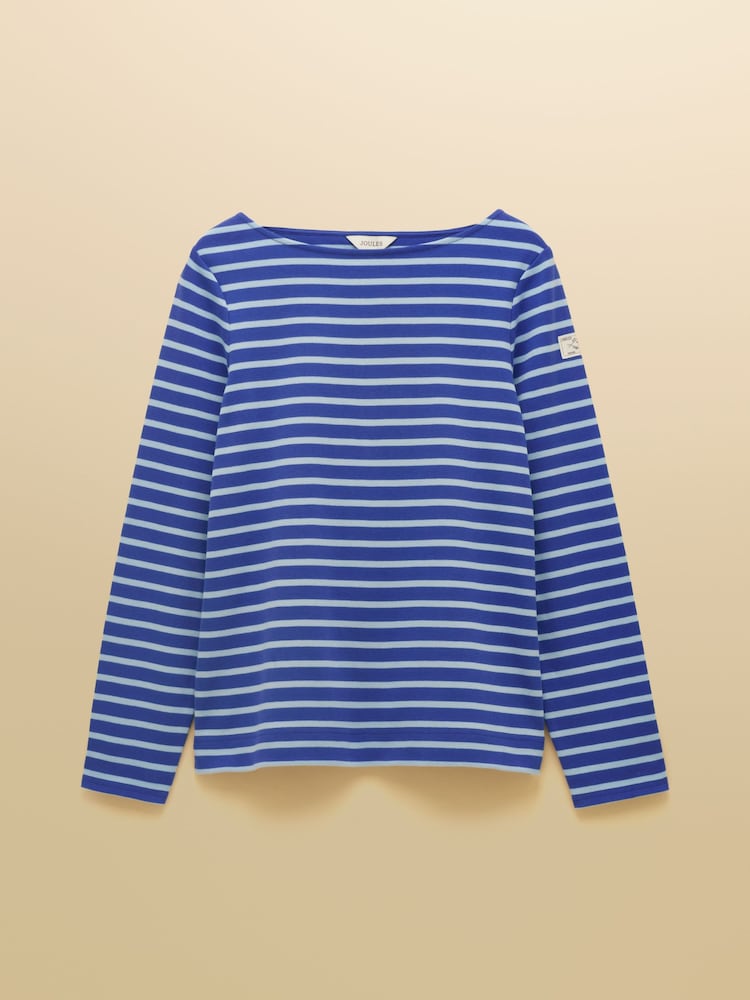 Joules Harbour Dark Blue/Blue Sky Boat Neck Long Sleeve Breton Stripe Top